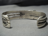 Museum Vintage Native American Jewelry Navajo **unique Silver Work** Turquoise Sterling Silver Bracelet-Nativo Arts