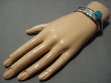 Museum Vintage Native American Jewelry Navajo **unique Silver Work** Turquoise Sterling Silver Bracelet-Nativo Arts