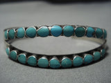 Museum Vintage Native American Jewelry Zuni Distha Style Turquoise Sterling Silver Cuff Bracelet Old-Nativo Arts