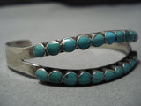 Museum Vintage Native American Jewelry Zuni Distha Style Turquoise Sterling Silver Cuff Bracelet Old-Nativo Arts