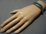 Museum Vintage Native American Jewelry Zuni Distha Style Turquoise Sterling Silver Cuff Bracelet Old-Nativo Arts