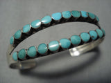 Museum Vintage Native American Jewelry Zuni Distha Style Turquoise Sterling Silver Cuff Bracelet Old-Nativo Arts