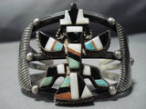 Museum Vintage Native American Jewelry Zuni Knifewing Turquoise Sterling Silver Inlay Bracelet Old-Nativo Arts