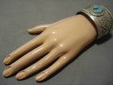 Museum Vintage Native American Navajo #8 Turquoise Sterling Silver Bracelet Old-Nativo Arts