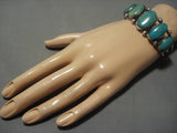 Museum Vintage Native American Navajo Aqua Turquoise Sterling Silver Bracelet Old Cuff-Nativo Arts