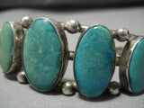 Museum Vintage Native American Navajo Aqua Turquoise Sterling Silver Bracelet Old Cuff-Nativo Arts