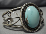 Museum Vintage Native American Navajo Aqua Turquoise Sterling Silver Platero Bracelet Old-Nativo Arts