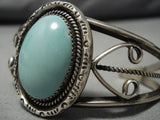 Museum Vintage Native American Navajo Aqua Turquoise Sterling Silver Platero Bracelet Old-Nativo Arts