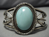 Museum Vintage Native American Navajo Aqua Turquoise Sterling Silver Platero Bracelet Old-Nativo Arts