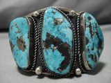 Museum Vintage Native American Navajo Blue Diamond Turquoise Sterling Silver Bracelet Old-Nativo Arts