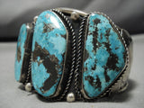 Museum Vintage Native American Navajo Blue Diamond Turquoise Sterling Silver Bracelet Old-Nativo Arts