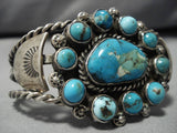 Museum Vintage Native American Navajo Blue Gem Turquoise Coiled Sterling Silver Bracelet Old-Nativo Arts