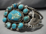 Museum Vintage Native American Navajo Blue Gem Turquoise Coiled Sterling Silver Bracelet Old-Nativo Arts