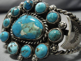 Museum Vintage Native American Navajo Blue Gem Turquoise Coiled Sterling Silver Bracelet Old-Nativo Arts