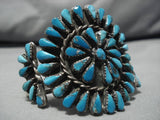 Museum Vintage Native American Navajo Blue Gem Turquoise Sterling Silver Bracelet Old Cuff-Nativo Arts