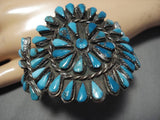 Museum Vintage Native American Navajo Blue Gem Turquoise Sterling Silver Bracelet Old Cuff-Nativo Arts
