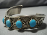 Museum Vintage Native American Navajo Carico Lake Turquoise Sterling Silver Bracelet Old-Nativo Arts
