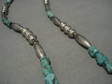 Museum Vintage Native American Navajo Carico Lake Turquoise Sterling Silver Necklace Old-Nativo Arts