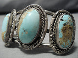 Museum Vintage Native American Navajo Domed #8 Turquoise Sterling Silver Bracelet Old Cuff-Nativo Arts