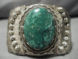 Museum Vintage Native American Navajo Green Turquoise Sterling Silver Bracelet Old-Nativo Arts