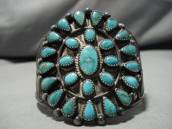 Museum Vintage Native American Navajo Green Turquoise Sterling Silver Bracelet Old Royston-Nativo Arts