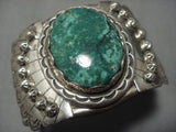 Museum Vintage Native American Navajo Green Turquoise Sterling Silver Bracelet Old-Nativo Arts
