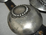 Museum Vintage Native American Navajo Hand Tooled Sterling Silver Concho Belt Old-Nativo Arts