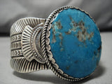 Museum Vintage Native American Navajo Heavy Thick Sterling Silver Turquoise Bracelet Old-Nativo Arts