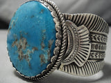 Museum Vintage Native American Navajo Heavy Thick Sterling Silver Turquoise Bracelet Old-Nativo Arts