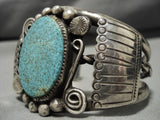 Museum Vintage Native American Navajo Intense Spiderweb Turquoise Sterling Silver Bracelet Old-Nativo Arts
