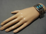 Museum Vintage Native American Navajo Natural Turquoise Sterling Silver Coiled Bracelet Old-Nativo Arts