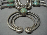Museum Vintage Native American Navajo Royston Turquoise Sterling Silver Squash Blossom Necklace-Nativo Arts