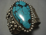 Museum Vintage Native American Navajo Teardrop Turquoise Sterling Silver Bracelet Old-Nativo Arts