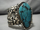 Museum Vintage Native American Navajo Teardrop Turquoise Sterling Silver Bracelet Old-Nativo Arts