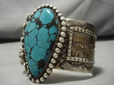 Museum Vintage Native American Navajo Teardrop Turquoise Sterling Silver Bracelet Old-Nativo Arts