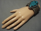Museum Vintage Native American Navajo Teardrop Turquoise Sterling Silver Bracelet Old-Nativo Arts