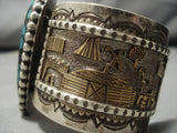 Museum Vintage Native American Navajo Teardrop Turquoise Sterling Silver Bracelet Old-Nativo Arts