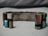 Museum Vintage Native American Navajo Turquoise Gaspeite Sterling Silver Bracelet Old-Nativo Arts