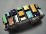 Museum Vintage Native American Navajo Turquoise Gaspeite Sterling Silver Bracelet Old-Nativo Arts
