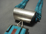 Museum Vintage Native American Navajo Turquoise Heishi Sterling Silver Necklace Old-Nativo Arts