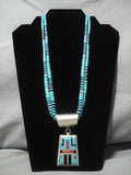 Museum Vintage Native American Navajo Turquoise Heishi Sterling Silver Necklace Old-Nativo Arts