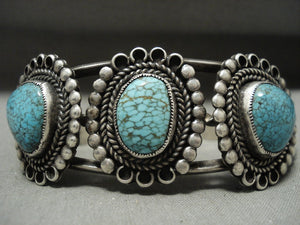 Museum Vintage Navajo #8 Or Lone Mntn Turquoise Native American Jewelry Silver Bracelet-Nativo Arts