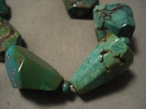 Museum Vintage Navajo 'Artist Shaped' Green Turquoise Native American Jewelry Silver Necklace-Nativo Arts