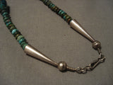 Museum Vintage Navajo 'Artist Shaped' Green Turquoise Native American Jewelry Silver Necklace-Nativo Arts