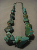 Museum Vintage Navajo 'Artist Shaped' Green Turquoise Native American Jewelry Silver Necklace-Nativo Arts
