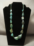 Museum Vintage Navajo 'Artist Shaped' Green Turquoise Native American Jewelry Silver Necklace-Nativo Arts