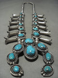 Museum Vintage Navajo Bisbee/ Pilot Mnn Turquoise Native American Jewelry Silver Squash Blossom Necklace-Nativo Arts