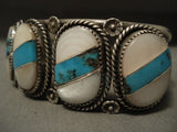Museum Vintage Navajo 'Bisbee Turquoise Pearl' Native American Jewelry Silver Bracelet-Nativo Arts