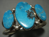 Museum Vintage Navajo Blue Diamond Turquoise Native American Jewelry Silver Bracelet-Nativo Arts