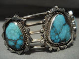 Museum Vintage Navajo 'Blue Diamond Turquoise' Native American Jewelry Silver Bracelet Old Pawn-Nativo Arts